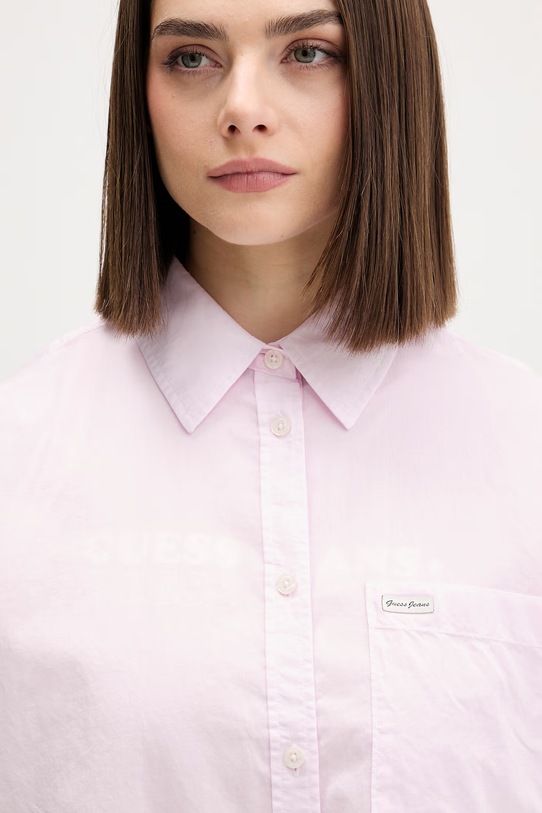 Guess Jeans koszula damska bawełniana różowy W6GHC2.WN861