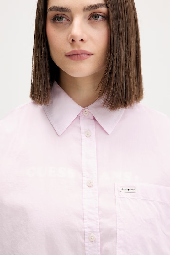 Guess Jeans koszula damska bawełniana różowy W6GHC2.WN861