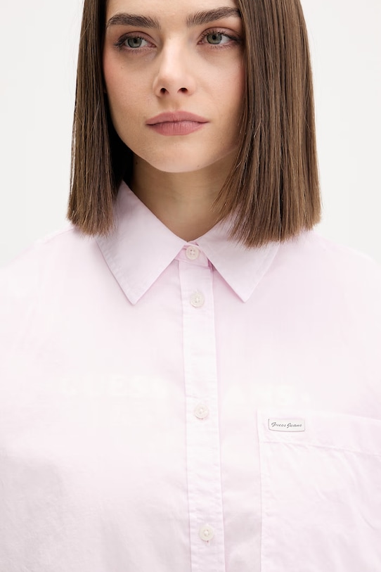 Guess Jeans košile dámská bavlněná růžová W6GHC2.WN861