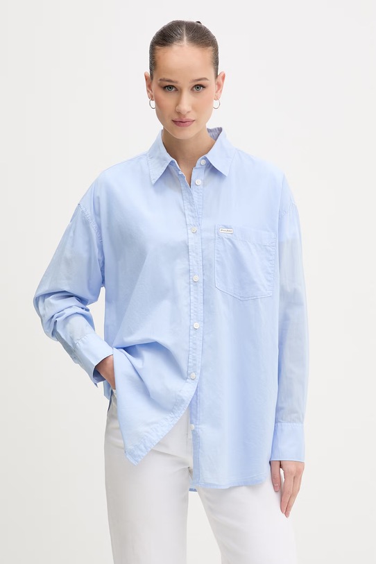 Guess Jeans srajca ženska bombažna modra W6GHC2.WN861