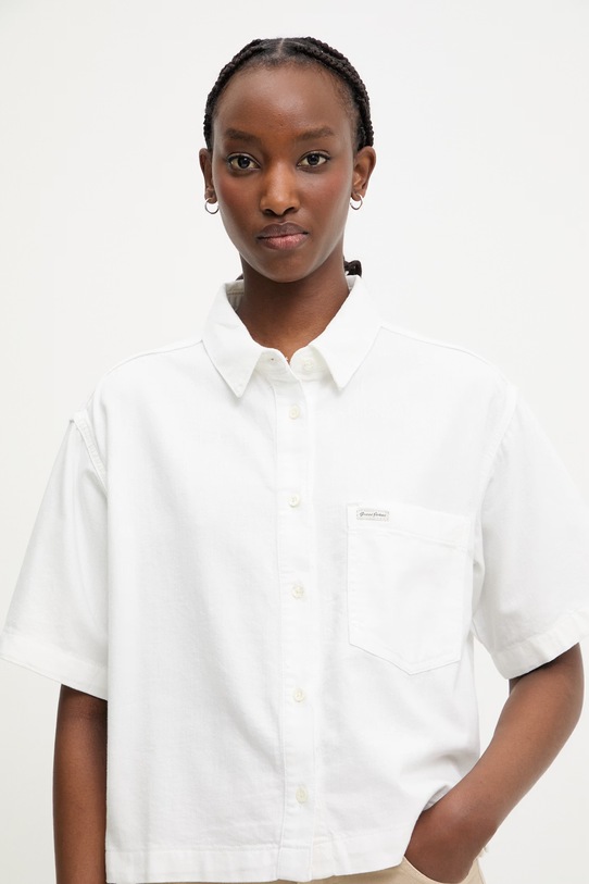 Guess Jeans сорочка жіноча з бавовною білий W6GHY9.D5NW1