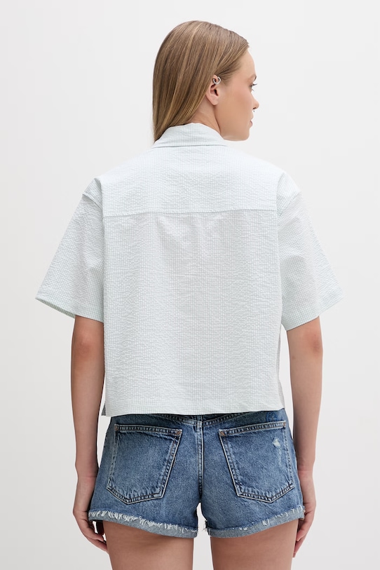 Odzież Guess Jeans koszula damska bawełniana z elastanem W6GHZ8.WFC01 zielony