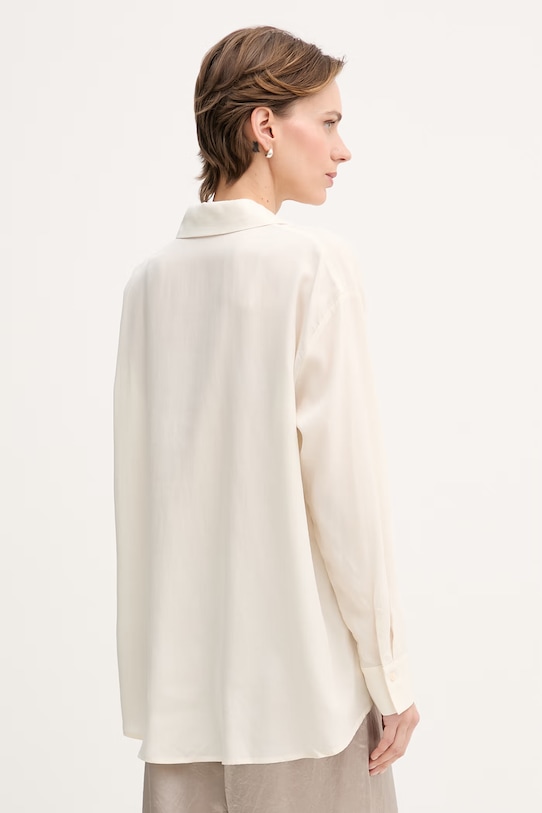 Odzież Sisley koszula damska z lyocellem 51MRLQ07F beżowy