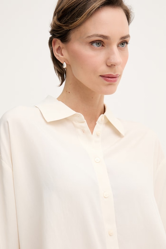 Sisley koszula damska z lyocellem beżowy 51MRLQ07F