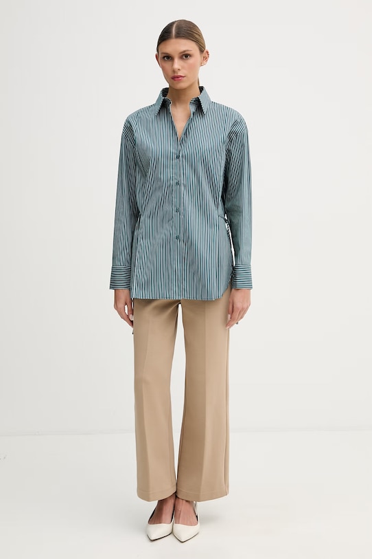 Sisley риза дамска памучна 58B5LQ0AI тюркоазен SS26