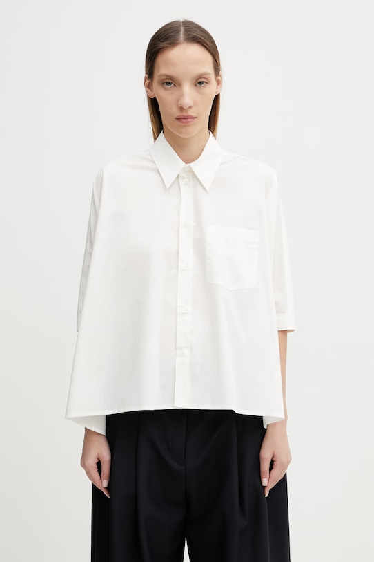 MM6 Maison Margiela koszula damska bawełniana beżowy S52DL0236.M35256.101