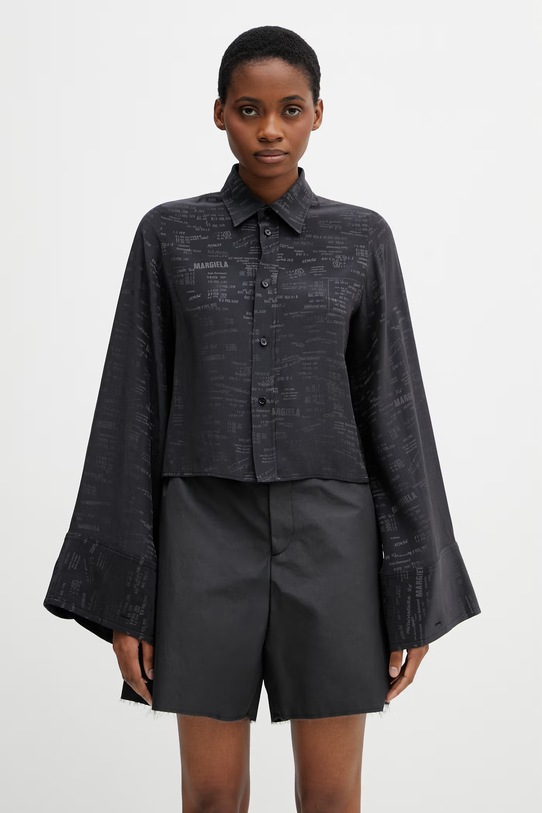 MM6 Maison Margiela koszula damska z wiskozą czarny S52DT0044.M35737.002J