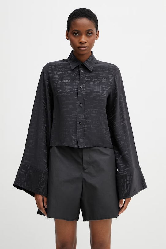 MM6 Maison Margiela koszula damska z wiskozą czarny S52DT0044.M35737.002J