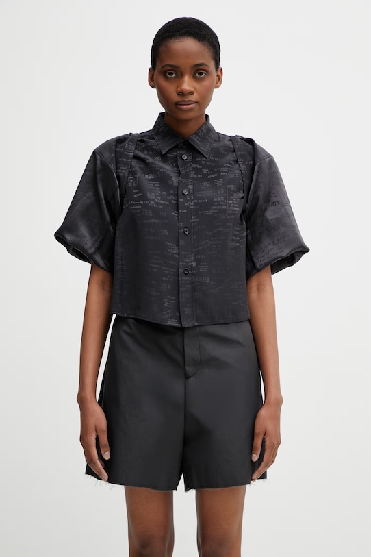 MM6 Maison Margiela koszula damska z wiskozą czarny S52DT0044.M35737.002J