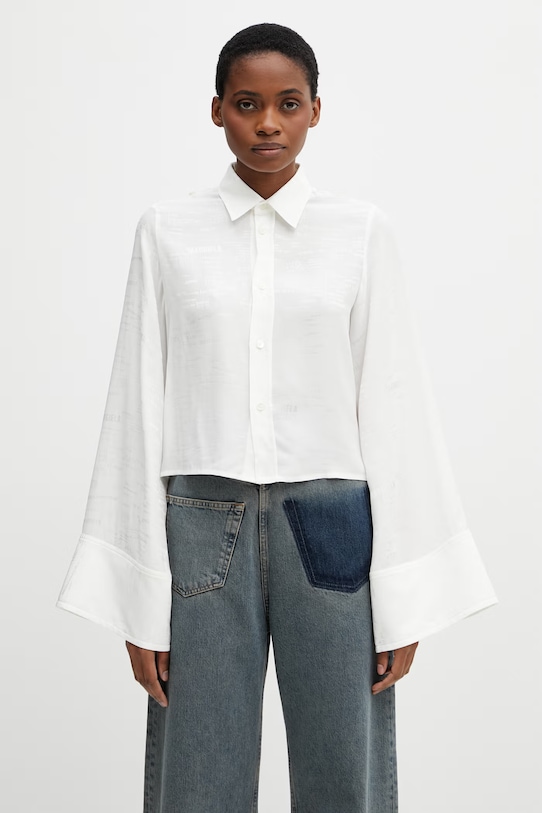 MM6 Maison Margiela košeľa dámska s viskózou biela S52DT0044.M35737.003J