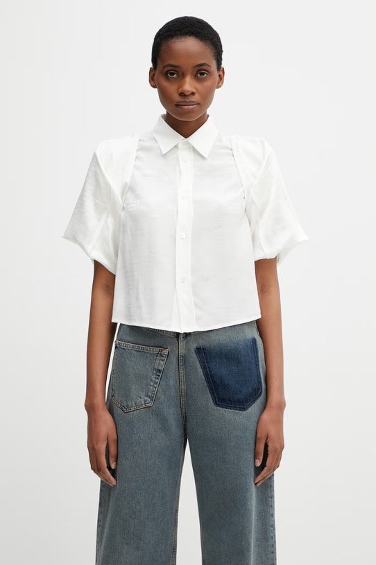 MM6 Maison Margiela košile dámská s viskózou bílá S52DT0044.M35737.003J