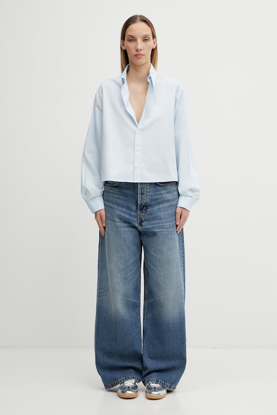 MM6 Maison Margiela cotton shirt S52DT0064.M35480.501 blue