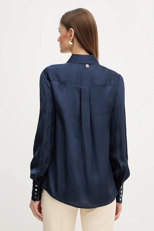 Odzież Fracomina koszula z domieszką jedwabiu FR26ST6024W58401 granatowy