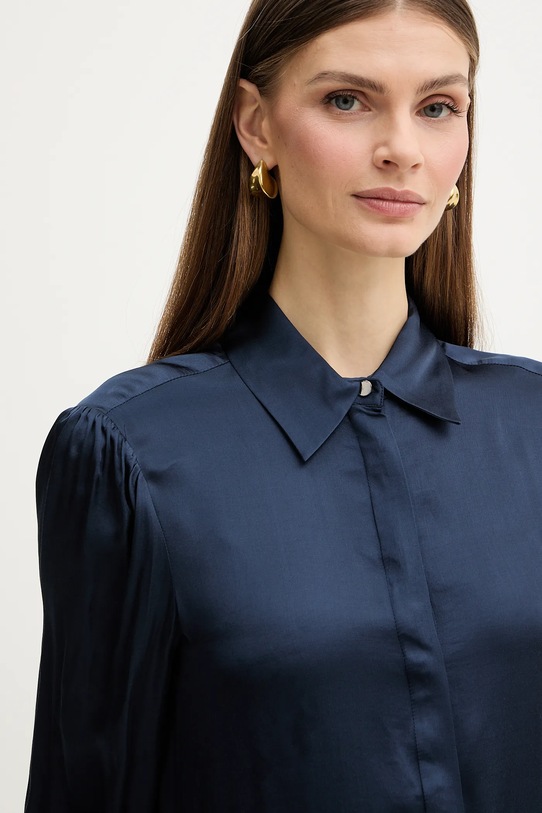 Fracomina koszula z domieszką jedwabiu granatowy FR26ST6024W58401