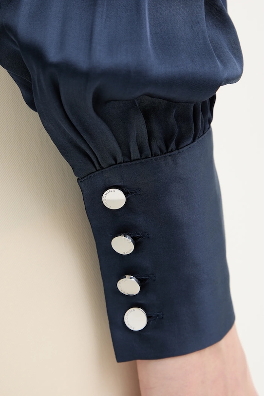 Fracomina koszula z domieszką jedwabiu FR26ST6024W58401 granatowy