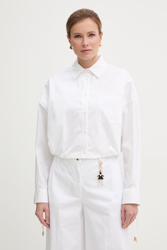 Fracomina koszula damska z bawełną biały FS26ST6007W40001