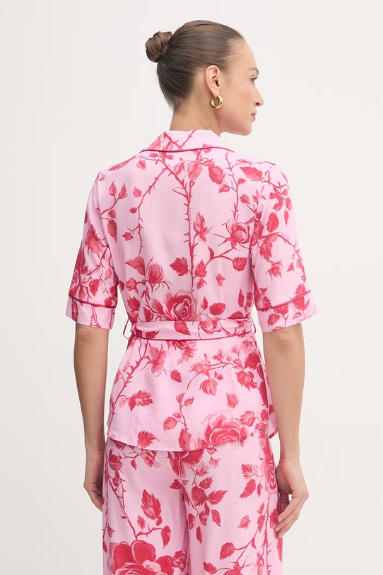 Одяг Fracomina сорочкова блузка жіноча з додаванням льону FS26ST6019W622K9 рожевий