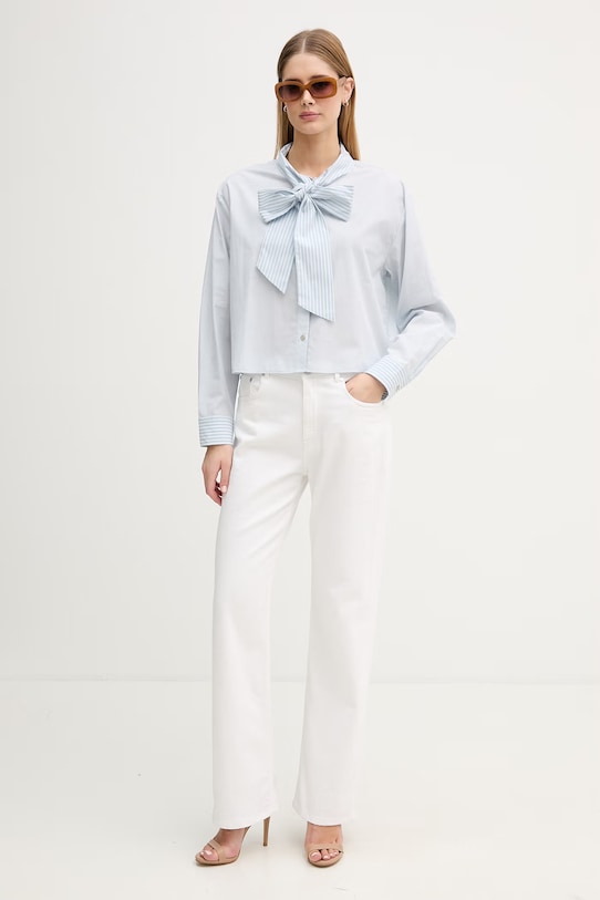 United Colors of Benetton koszula damska bawełniana 5LRGDQ0DL niebieski SS26