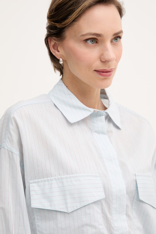 United Colors of Benetton koszula damska z bawełny niebieski 5V0FDQ0DP