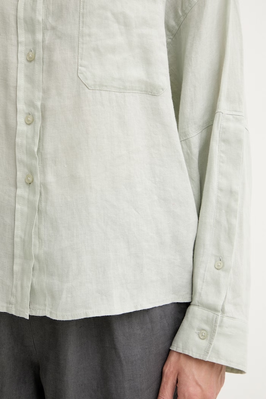 United Colors of Benetton safari košile dámská lněná 5BMLDQ0DA zelená
