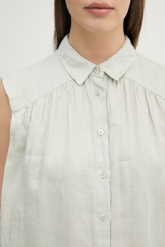 United Colors of Benetton camicia da donna in lino 5BMLDQ0E0 verde