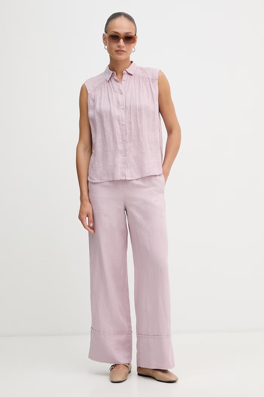 United Colors of Benetton рубашка для женщин из льна 5BMLDQ0E0 розовый SS26