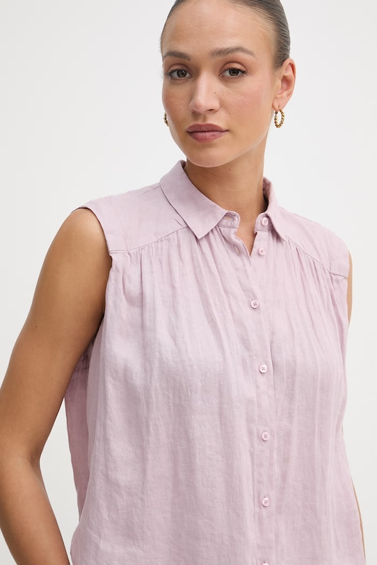United Colors of Benetton рубашка для женщин из льна розовый 5BMLDQ0E0