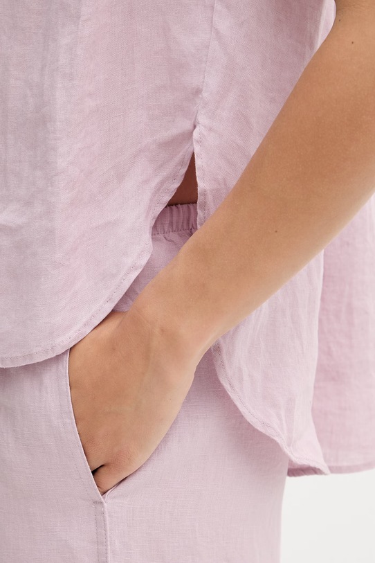 United Colors of Benetton рубашка для женщин из льна 5BMLDQ0E0 розовый