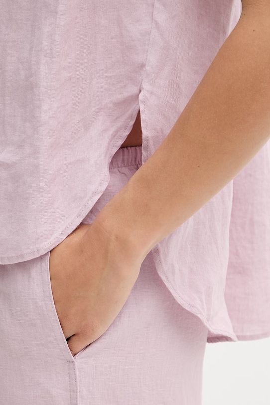 United Colors of Benetton рубашка для женщин из льна 5BMLDQ0E0 розовый
