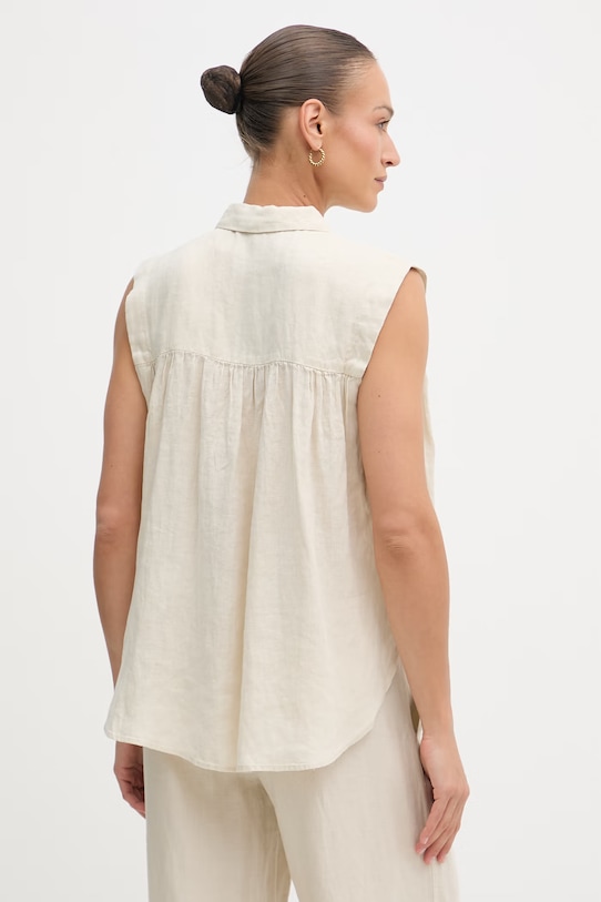 Odjeća United Colors of Benetton košulja za žene od lana 5BMLDQ0E0 bež