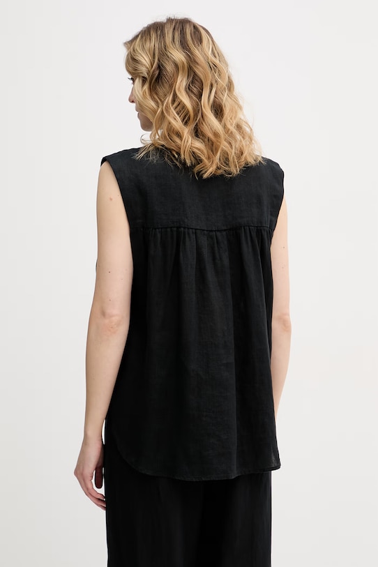 Abbigliamento United Colors of Benetton camicia da donna in lino 5BMLDQ0E0 nero