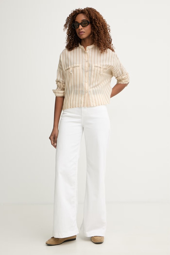 United Colors of Benetton košile dámská bavlněná 53TEDQ0E3 béžová SS26