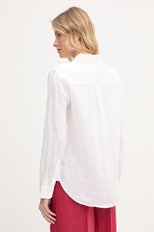 Одежда United Colors of Benetton рубашка для женщин из льна 5BMLDQ0D9 белый