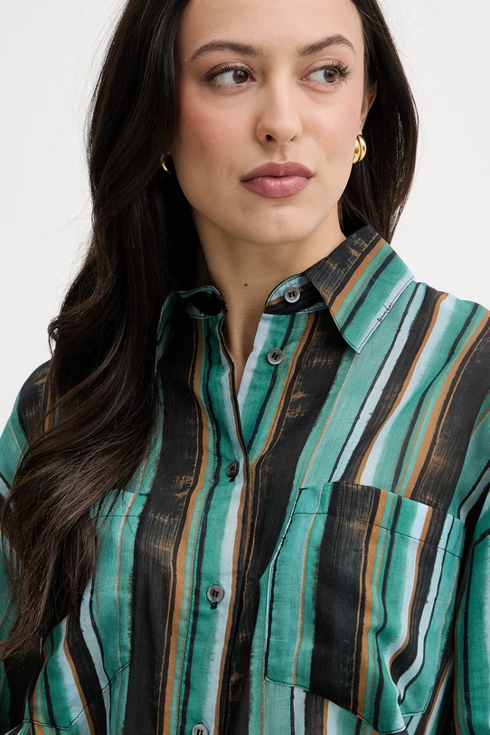 Pinko koszula damska bawełniana turkusowy 106990.A3CH