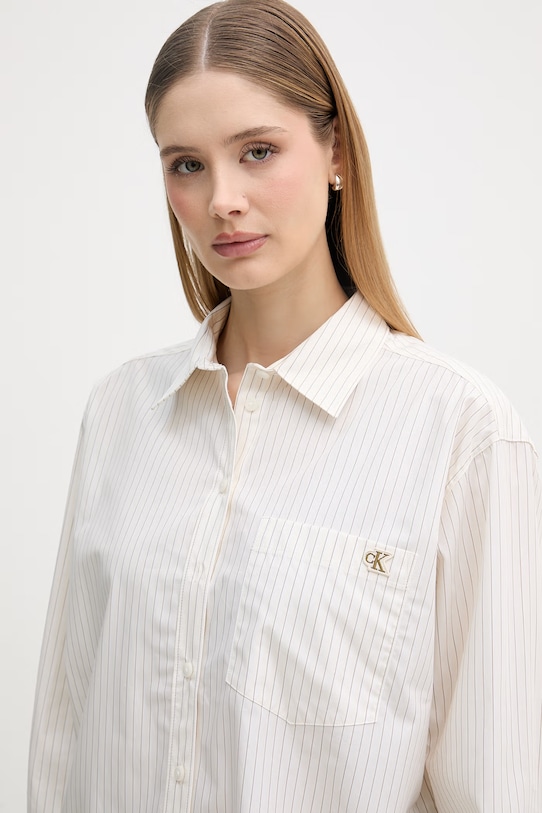 Calvin Klein Jeans košeľa dámska bavlnená béžová LV047F103G