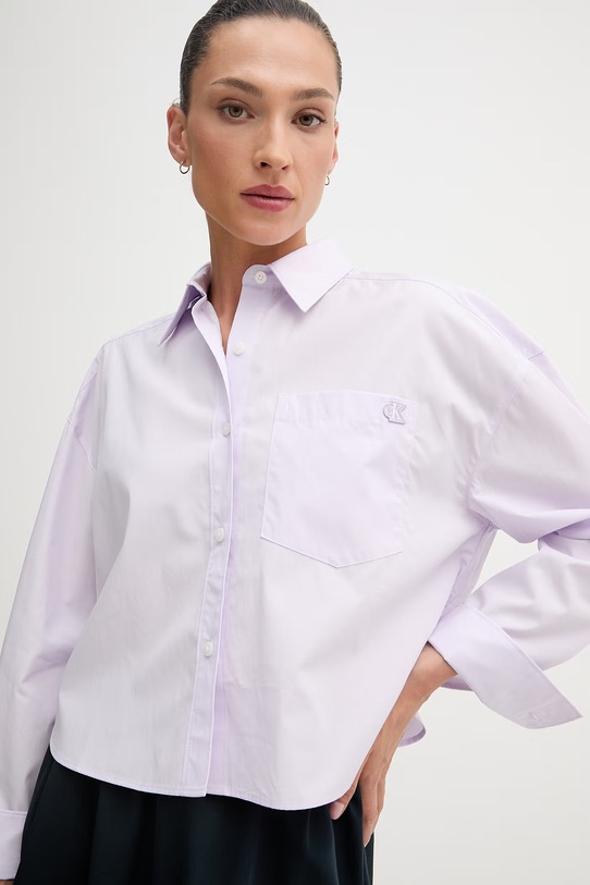 Calvin Klein Jeans košulja za žene od pamuka ljubičasta LV047F104G