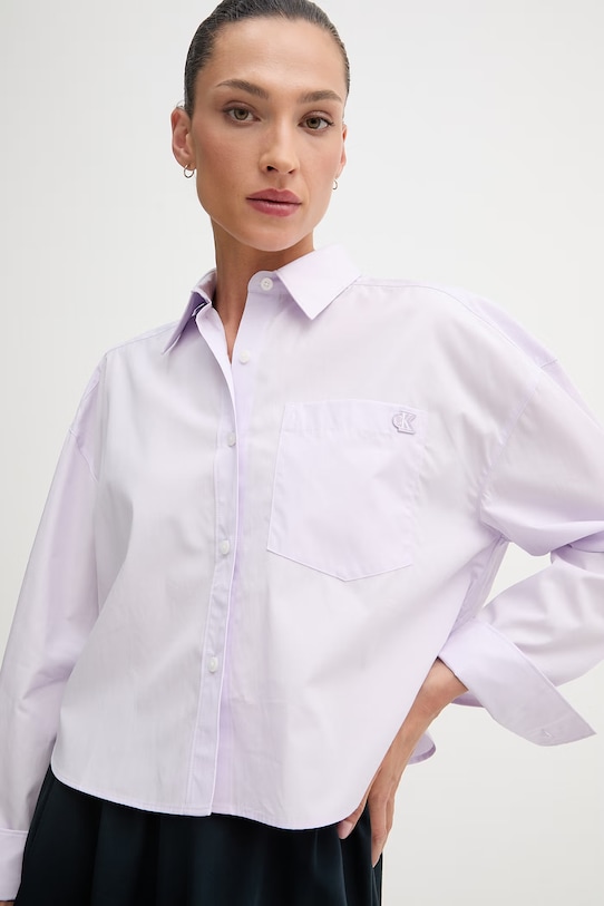 Calvin Klein Jeans košulja za žene od pamuka ljubičasta LV047F104G