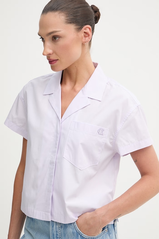 Calvin Klein Jeans košulja za žene od pamuka ljubičasta LV047F146G