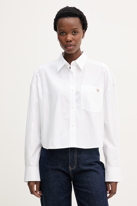 Calvin Klein Jeans košeľa dámska bavlnená biela LV047F148G