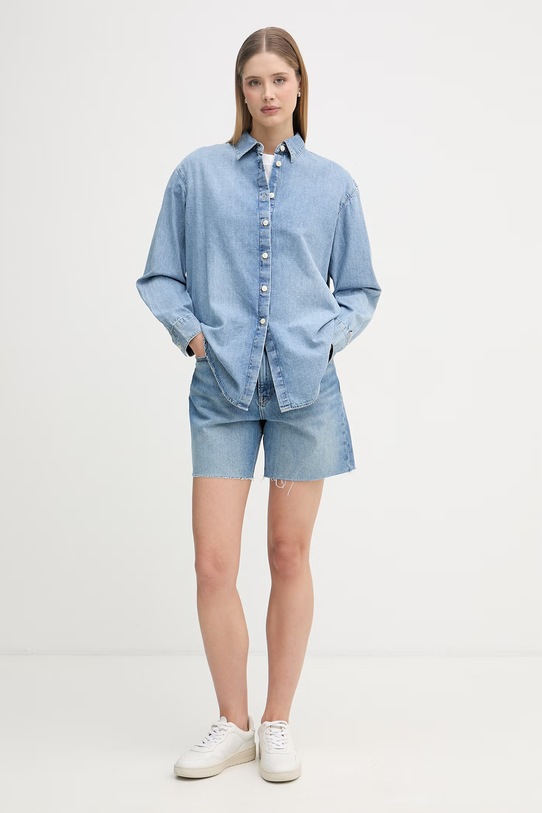 Calvin Klein Jeans koszula damska jeansowa LV047F784G niebieski SS26