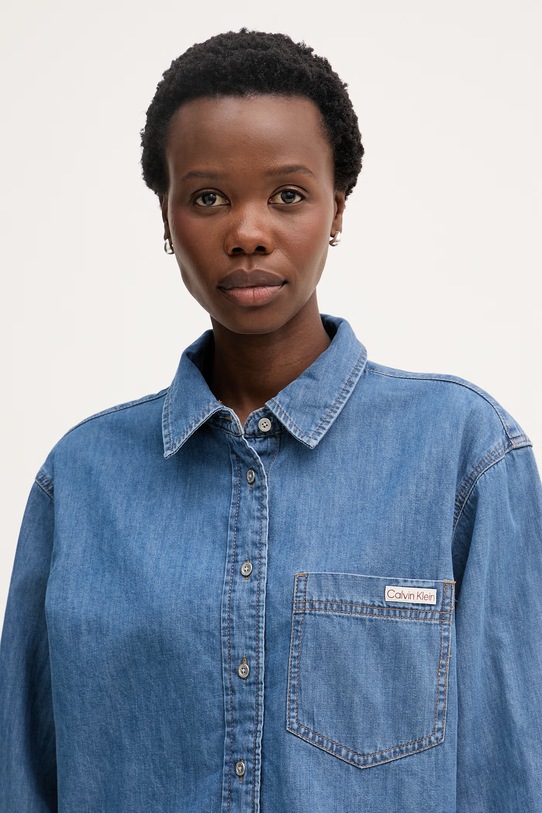 Calvin Klein Jeans košeľa dámska rifľová modrá LV047F790G