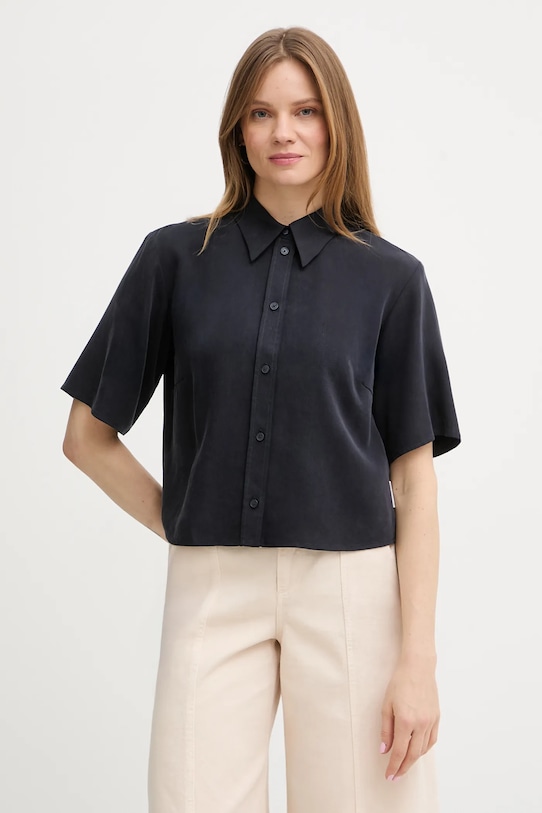 Košile Marc O'Polo hladký námořnická modř 5000008068