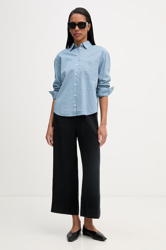 Marc O'Polo koszula damska z bawełną 5000009585 niebieski SS26