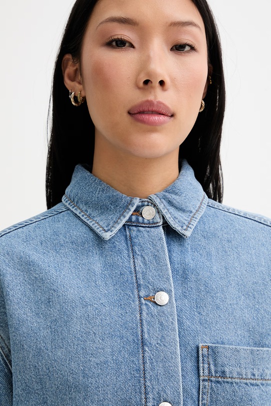 Marc O'Polo koszula damska z dodatkiem lnu niebieski 5000013055