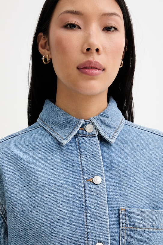 Marc O'Polo koszula damska z dodatkiem lnu niebieski 5000013055