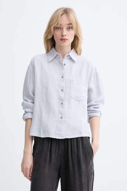 Marc O'Polo πουκάμισο σαφάρι γυναικείο λινό μπλε 5000013072