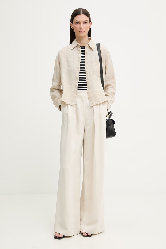 Marc O'Polo koszula safari damska lniana 5000013072 beżowy SS26