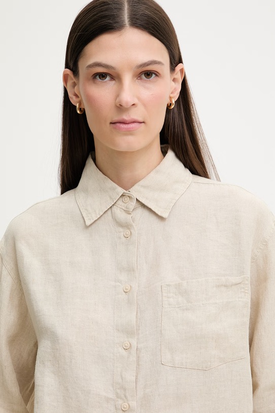 Marc O'Polo koszula safari damska lniana beżowy 5000013072
