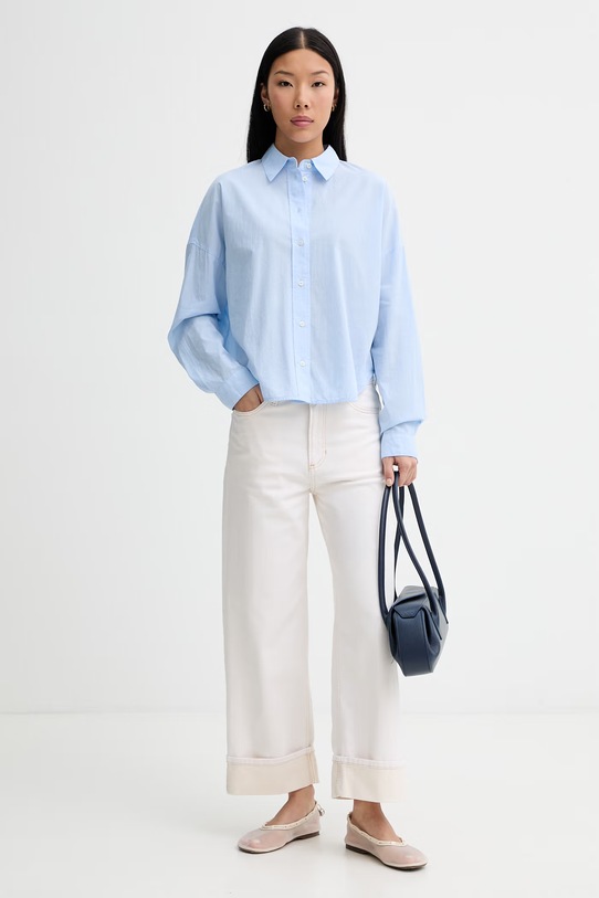 Marc O'Polo košeľa dámska bavlnená 5000013390 modrá SS26