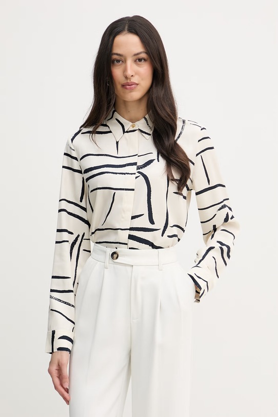 Tommy Hilfiger košeľa dámska z viskózy béžová WW0WW49611